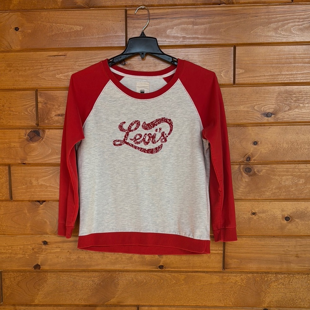 Levi's Red and White Raglan Sweatshirt XL